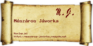 Mészáros Jávorka névjegykártya